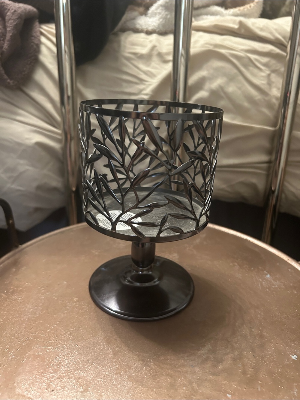 Bath & Body Works Black Leaf Cutout Pedestal Candle Holder - Picture 3 of 7